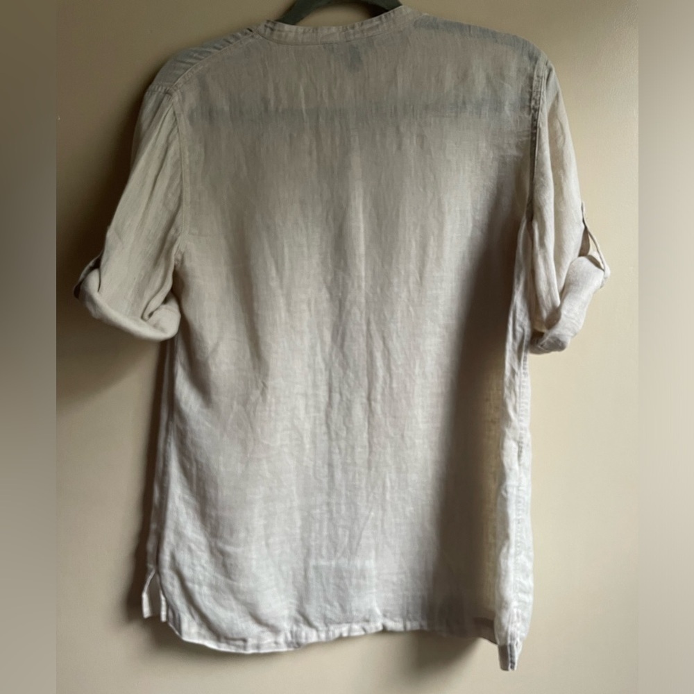 Tommy Bahama 100% linen peasant blouse size S semi sheer boho grandma granola - Picture 6 of 8